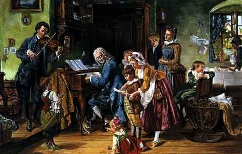 Illustrasjon av Bach med familie